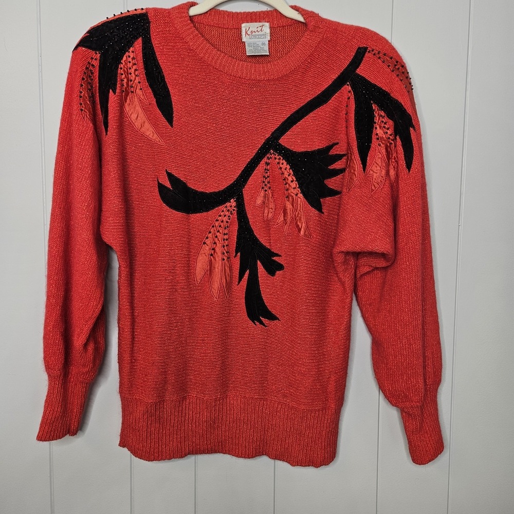 Knit‎ Concepts Medium Orange And Black Pullover Sweater
